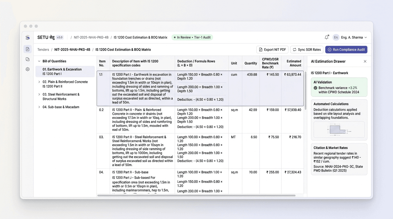 SETU — Civil Tendering Platform — screenshot of the live product